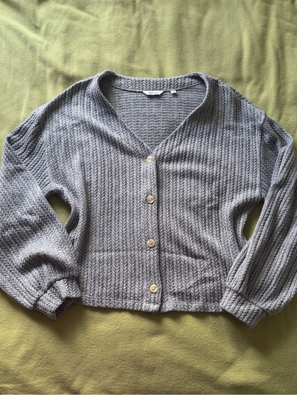 grey knit button up cardigan